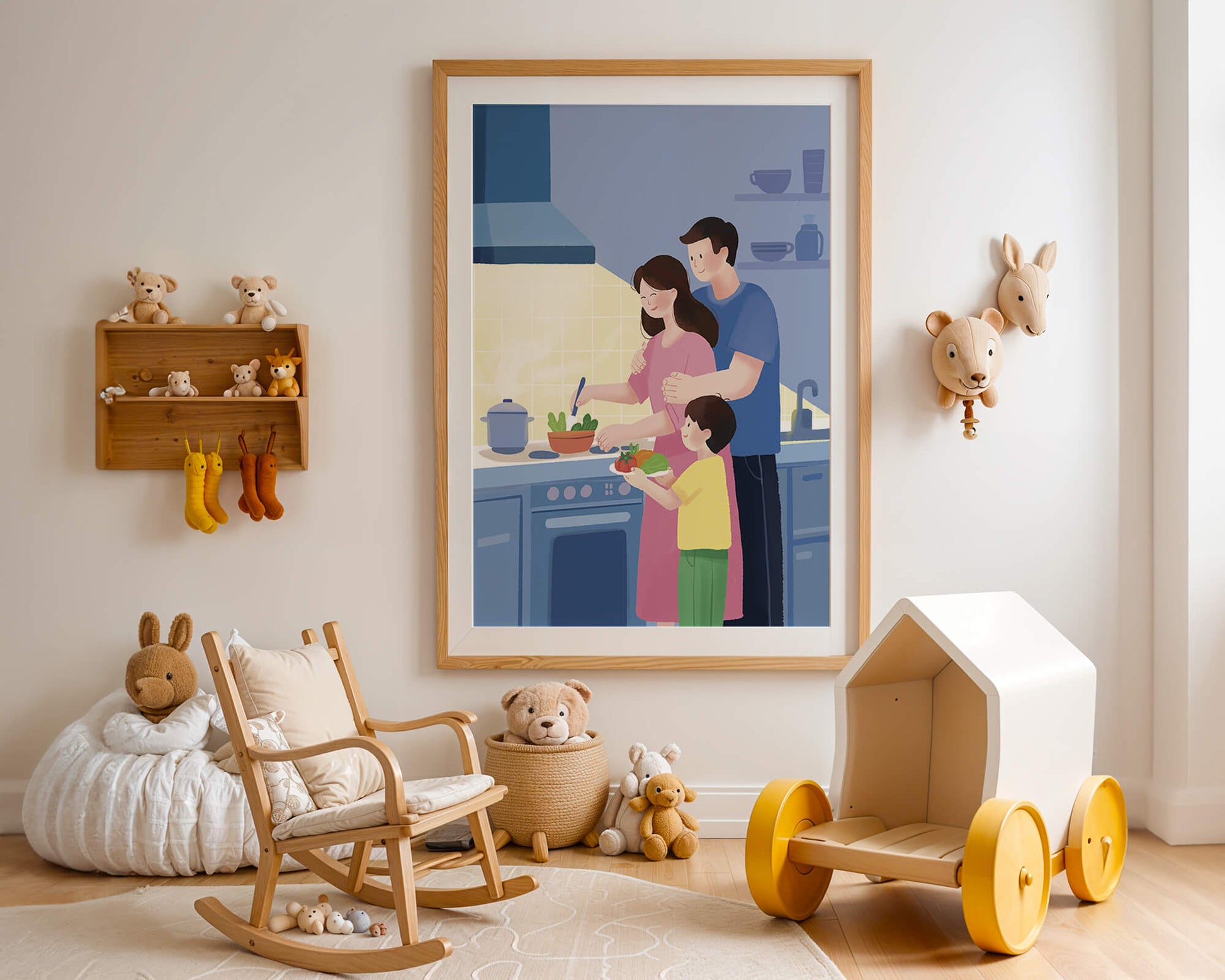 Family Cooking Together in a Modern Kitchen