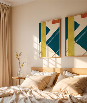 Abstract Geometric Composition with Bold Colors and Textures - Mi tienda