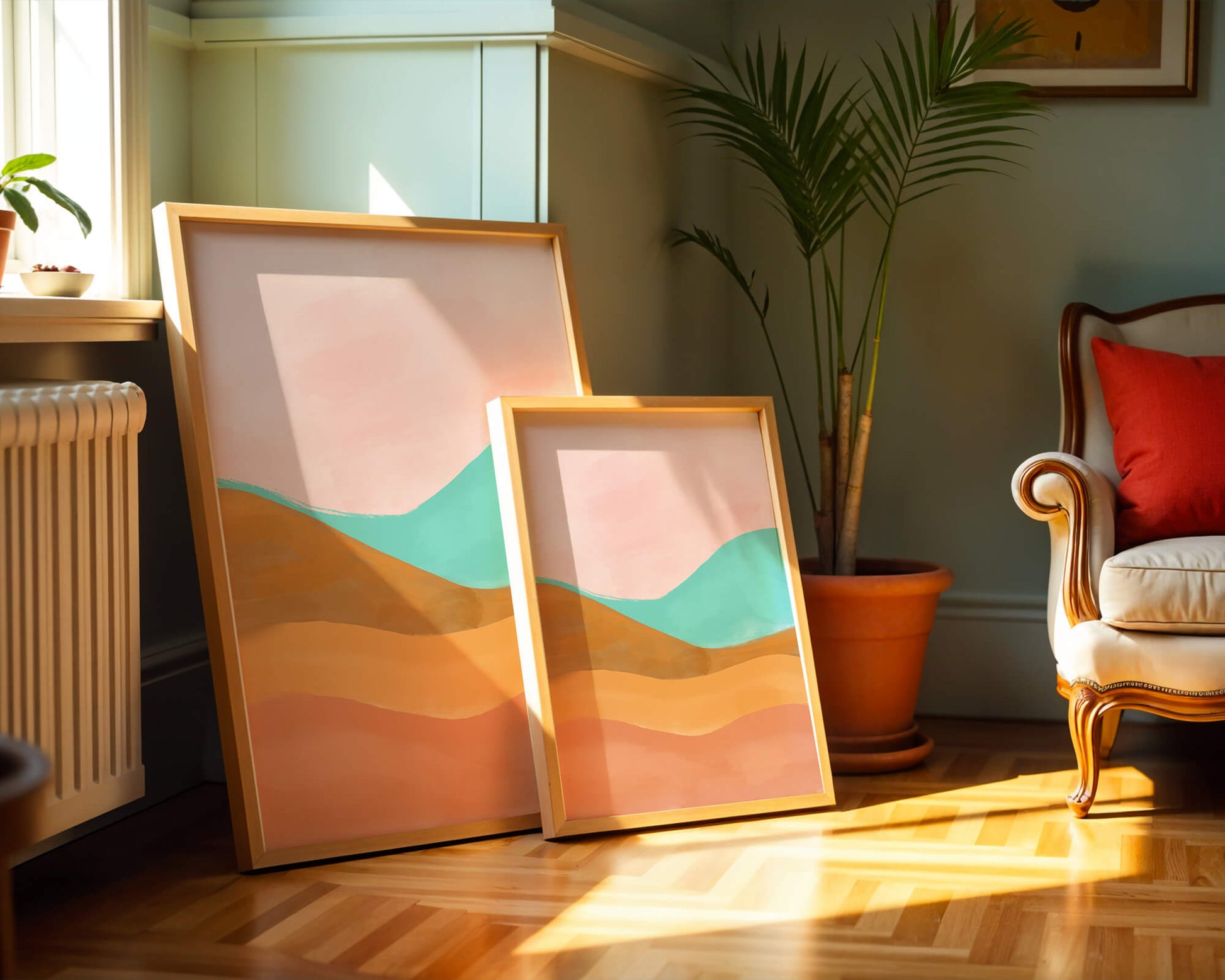 Abstract Landscape with Soft Colors and Flowing Hills