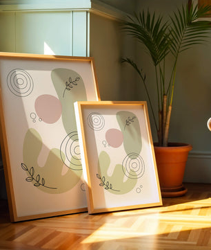 Abstract shapes and leaves in minimalistic design