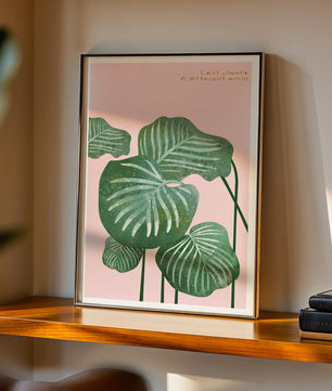 Abstract Botanical Green Leaves On Pink Background - Mi tienda