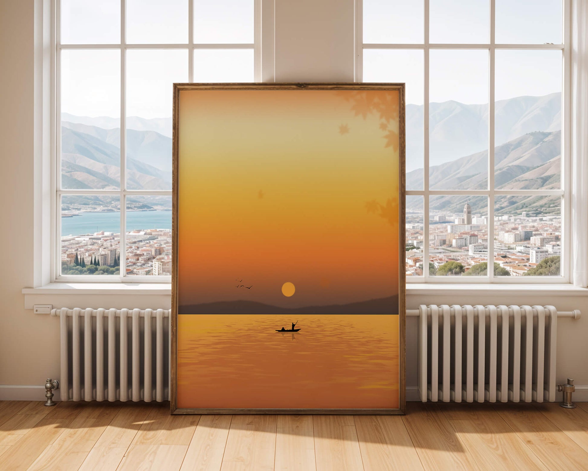Serene Sunset with Canoeing on a Tranquil Lake