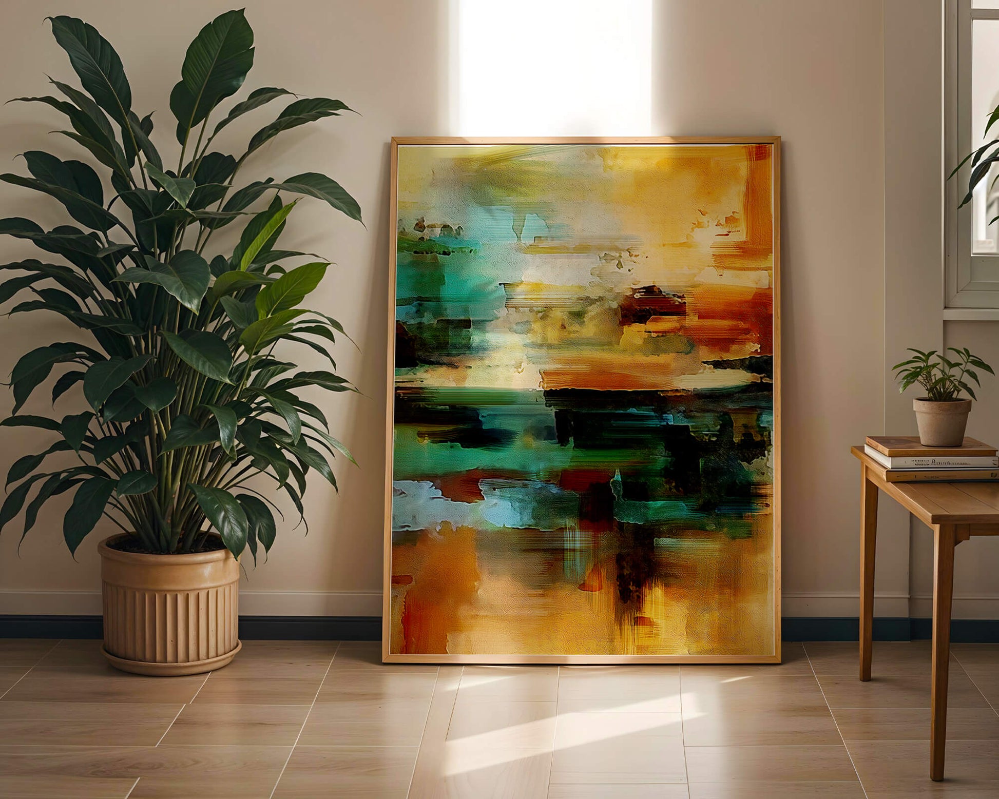 Abstract Landscape with Vivid Colors and Dynamic Brushstrokes