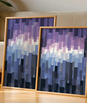 Abstrakter pixeliger Farbverlauf mit Blau- und Lilatönen