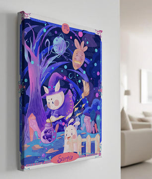 Whimsical zodiac scorpio scene with a magical theme