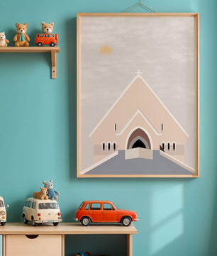 Minimalist Church Architecture with Soft Sunrise - Mi tienda