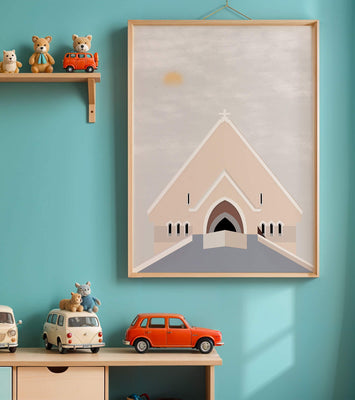 Minimalist Church Architecture with Soft Sunrise