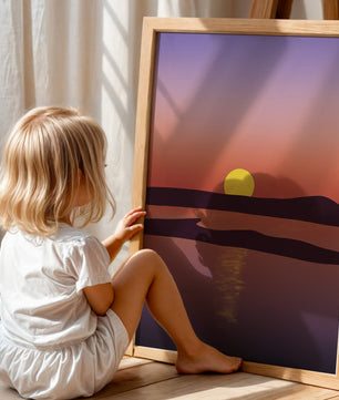 Sunset Over Tranquil Water with Vibrant Sky