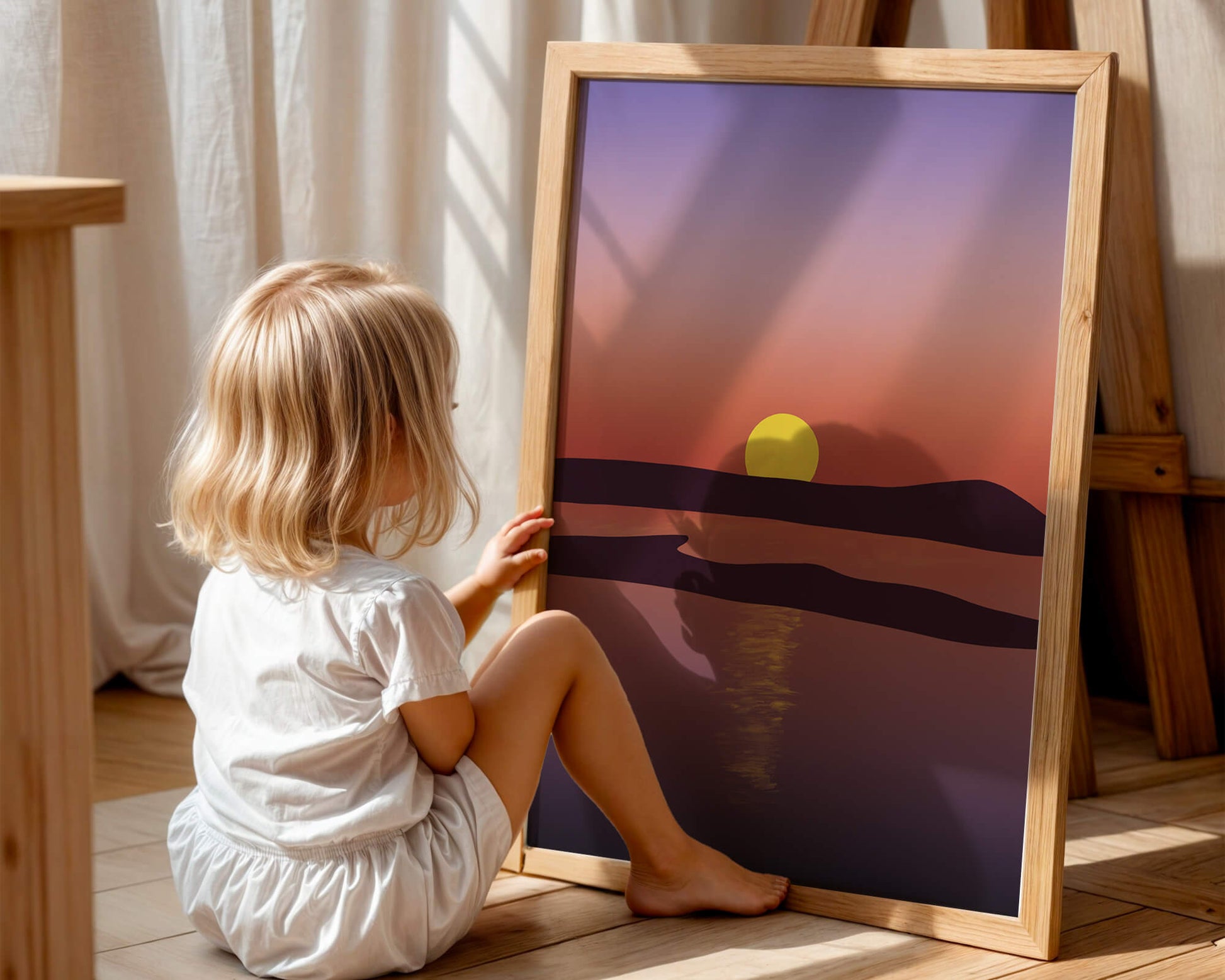 Sunset Over Tranquil Water with Vibrant Sky