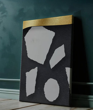 Abstract geometric design with golden accents and stone texture