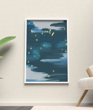 Ciel nocturne abstrait avec des éléments lumineux