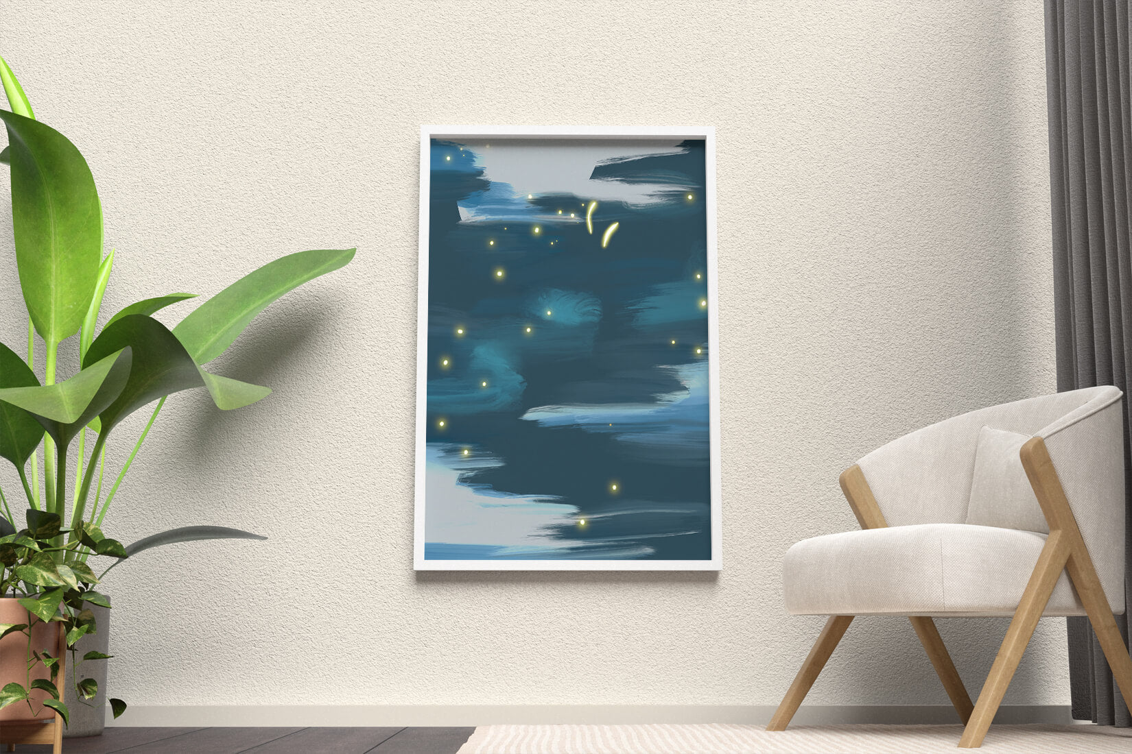 Abstract Night Sky With Glowing Elements