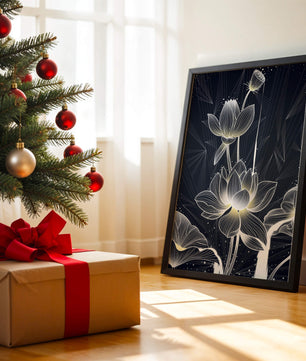 Elegant Abstract Lotus Flowers with Geometric Patterns