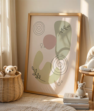 Abstract shapes and leaves in minimalistic design