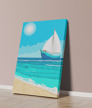 Ruhige Meereslandschaft mit Segelboot unter der Sonne