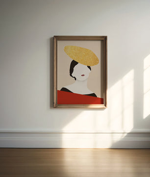 Abstract Portrait of a Woman with a Gold Hat - Mi tienda