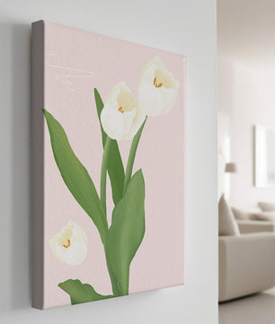 Elegant white tulips illustration on pastel background