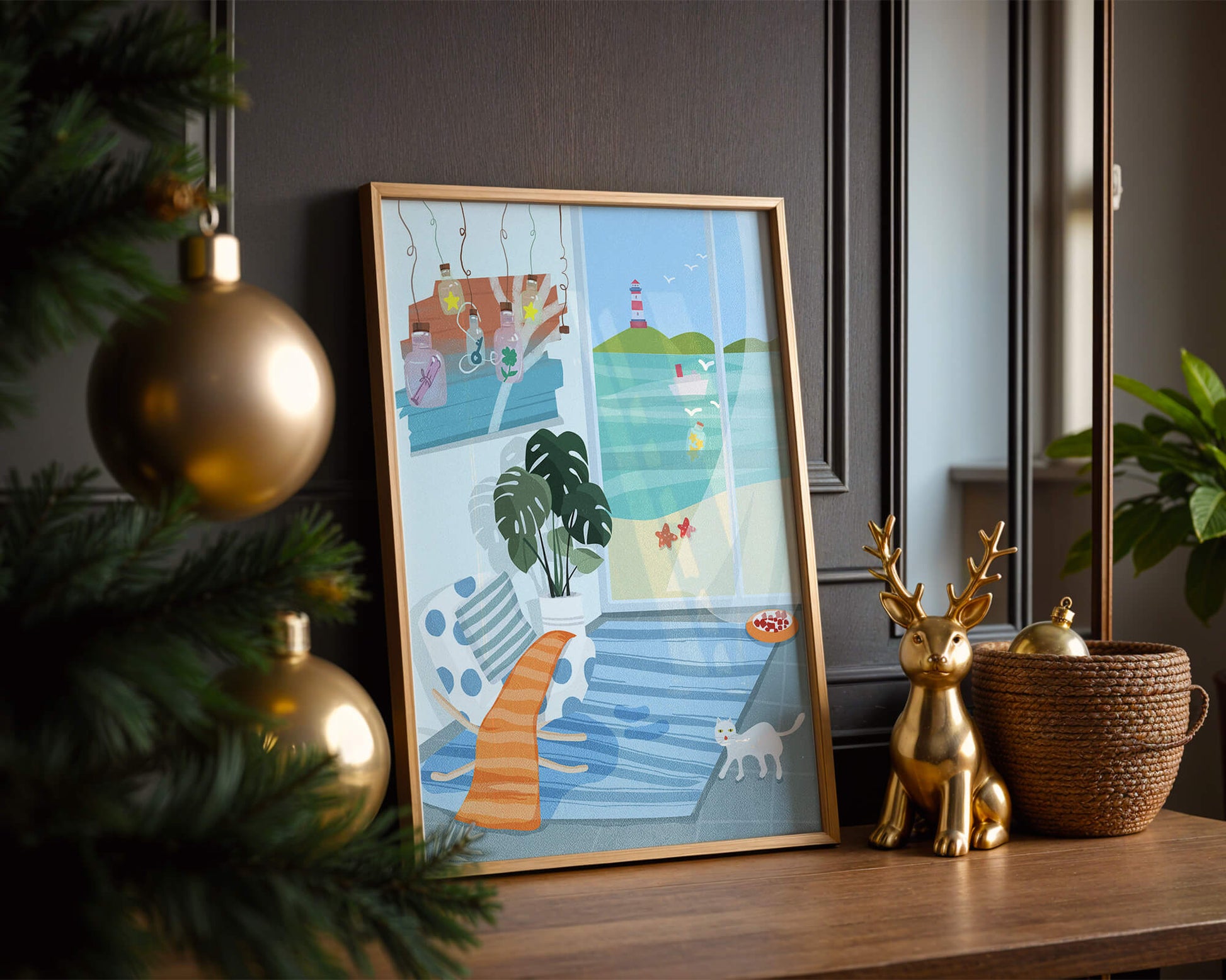 Cozy Room with Sea View and Lighthouse through the Window