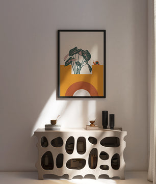 Abstract Botanical Art with Snail and Geometric Shapes - Mi tienda