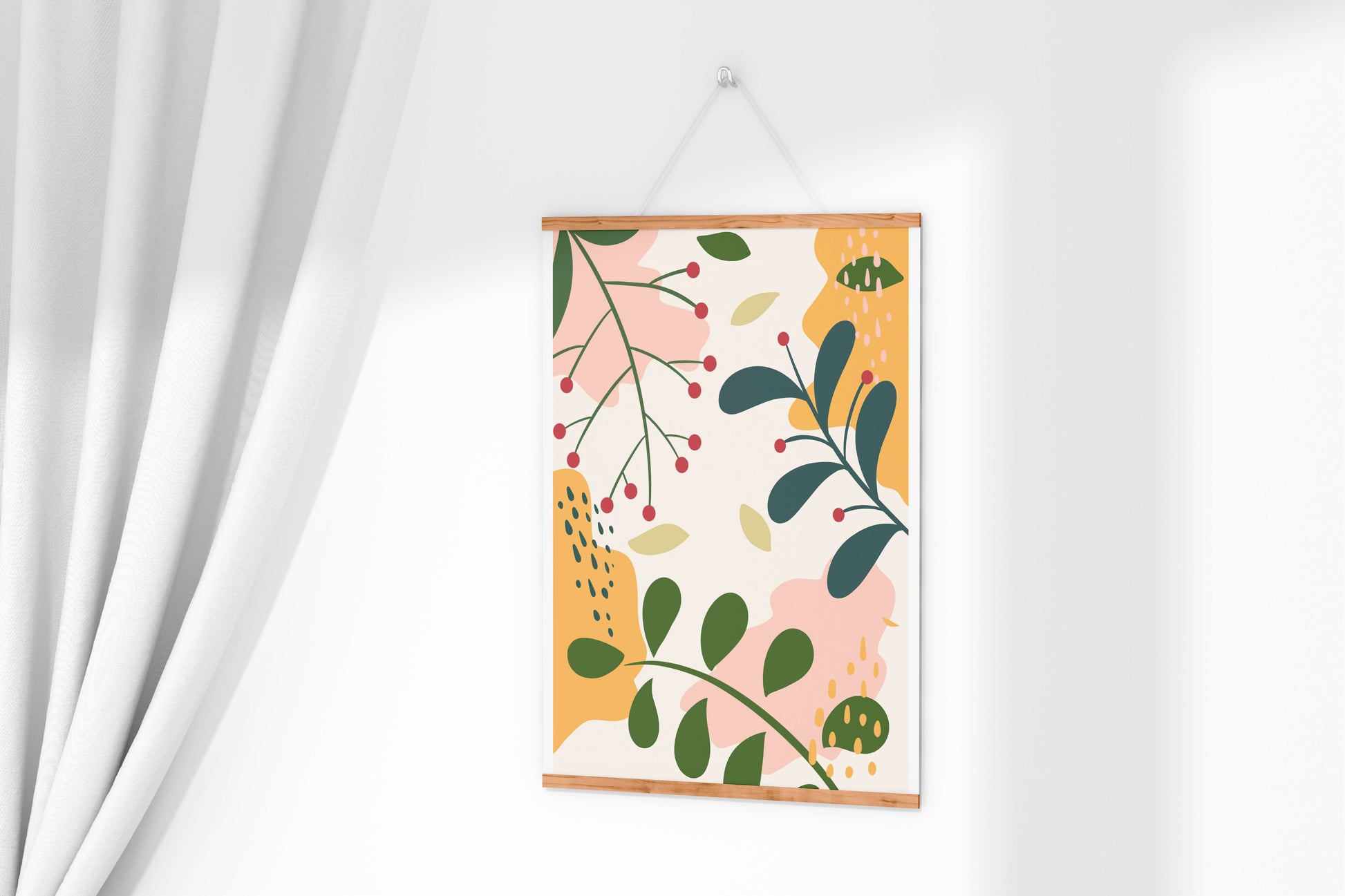 Abstract Floral Pattern with Bold Colors and Geometric Shapes