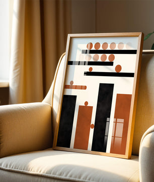 Abstract Geometric Art with Circles and Bars in Earth Tones