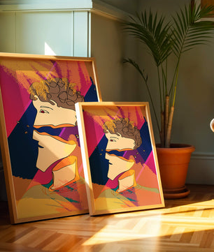 Colorful Abstract Portrait with Geometric and Golden Elements - Mi tienda