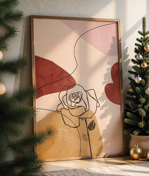 Abstract Line Art Rose with Earth Tones and Minimalist Design - Mi tienda