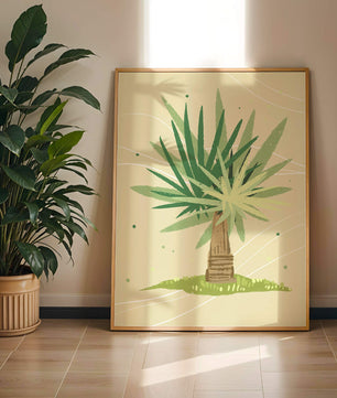 Illustrated tropical yucca plant with a textured background