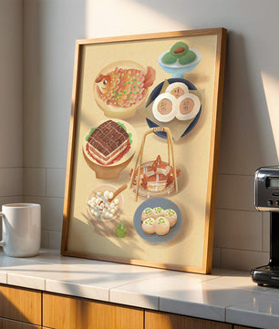 Illustration colorée de la cuisine chinoise avec divers plats