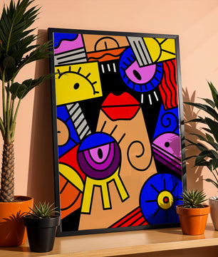 Abstract Geometric Pop Art with Bright Colors and Shapes - Mi tienda