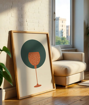Wine Glass with Decorative Elements on Modern Minimalist Background - Mi tienda