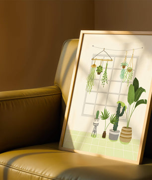 Decoración de interior con plantas colgantes y en macetas