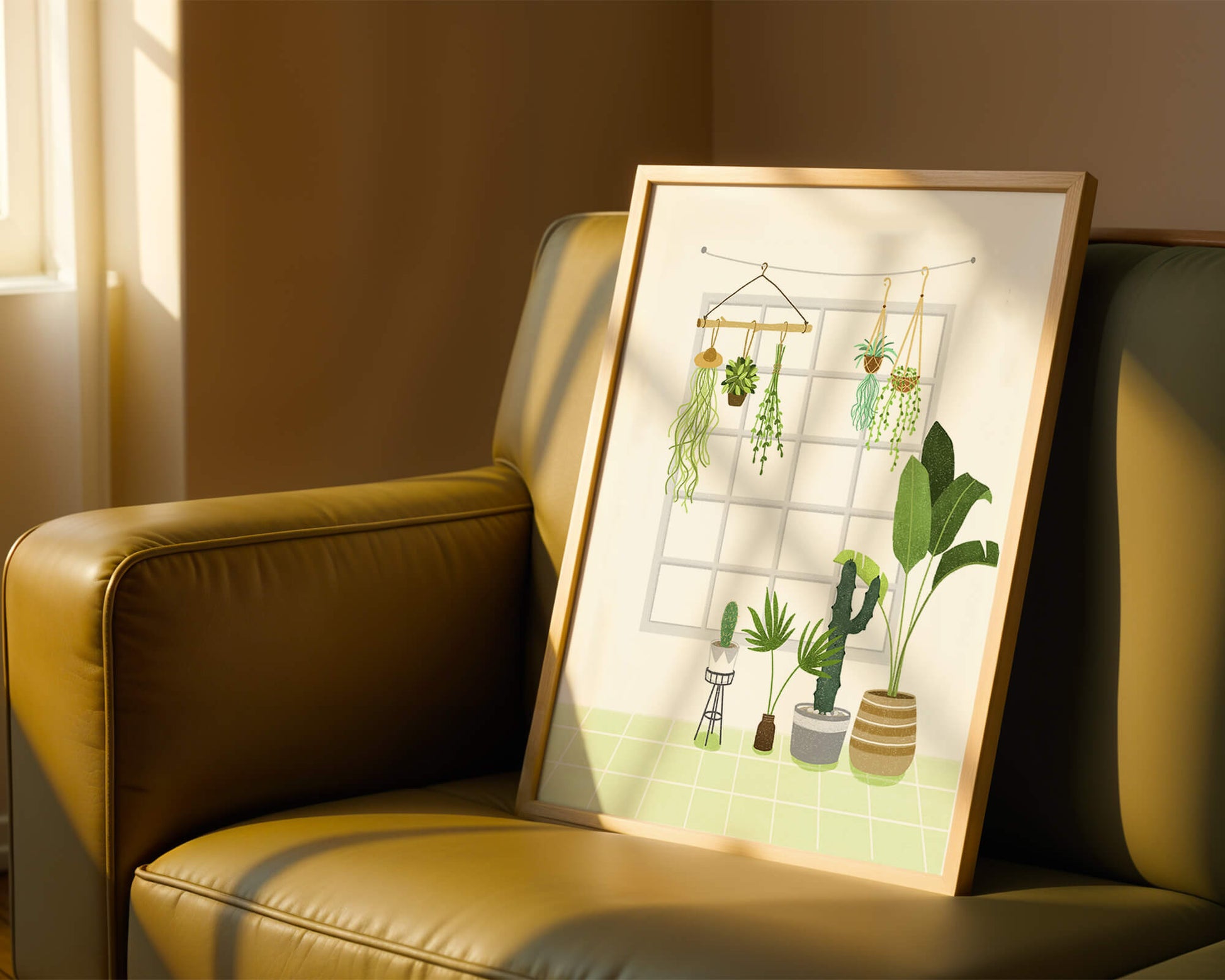 Decoración de interior con plantas colgantes y en macetas