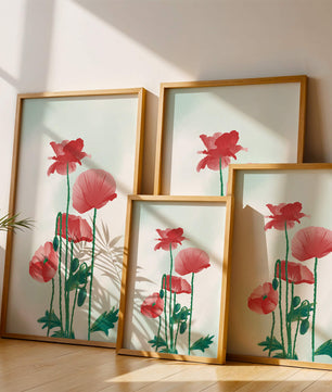Red Poppies in Minimalist Natural Setting