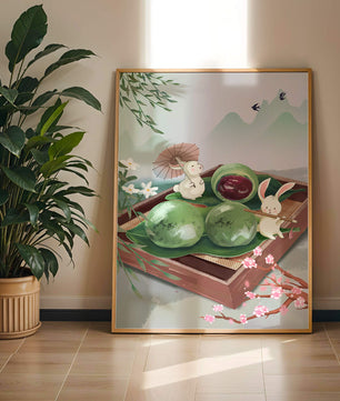 Charming Hasen mit Mochi und Berglandschaft