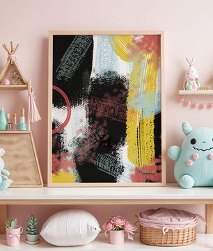 Abstract brush stroke art with vibrant colors on textured background