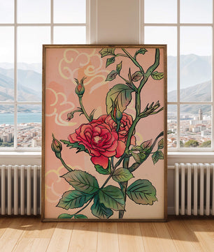 Ilustración Elegante de Rosa con Fondo Pastel Suave