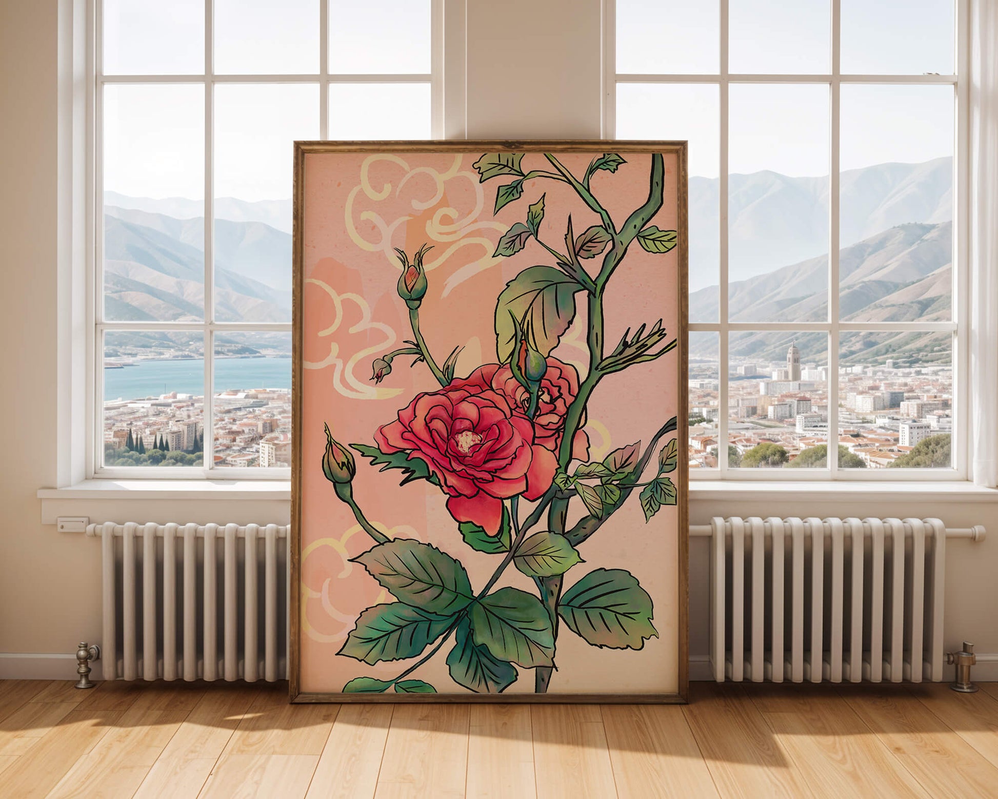 Ilustración Elegante de Rosa con Fondo Pastel Suave