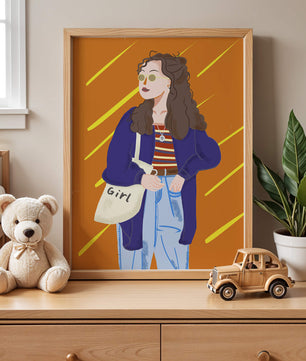 Trendy girl with sunglasses and casual outfit illustration