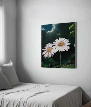 Sunlit Daisies in a Serene Landscape