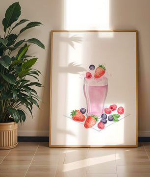 Refreshing berry smoothie with fresh strawberries and blueberries
