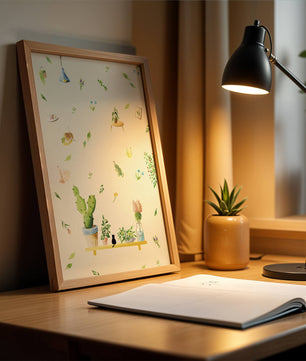 Illustration décorative avec des plantes et des éléments chaleureux