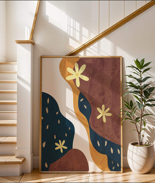 Abstract Floral Composition with Bold Colors and Textures