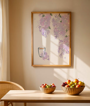 Elegant floral illustration with lilac blossoms and delicate branches
