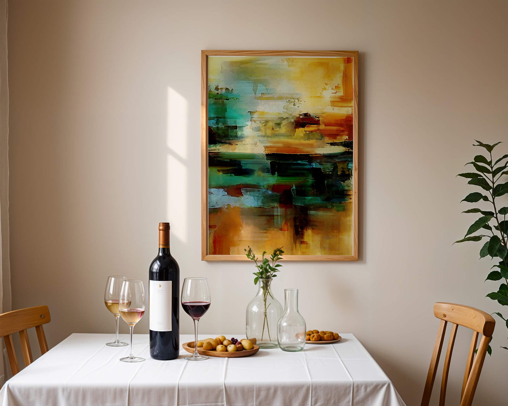 Abstract Landscape with Vivid Colors and Dynamic Brushstrokes