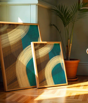 Abstract art with flowing brushstrokes and textured color contrast