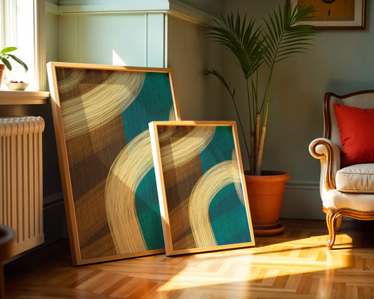 Abstract art with flowing brushstrokes and textured color contrast