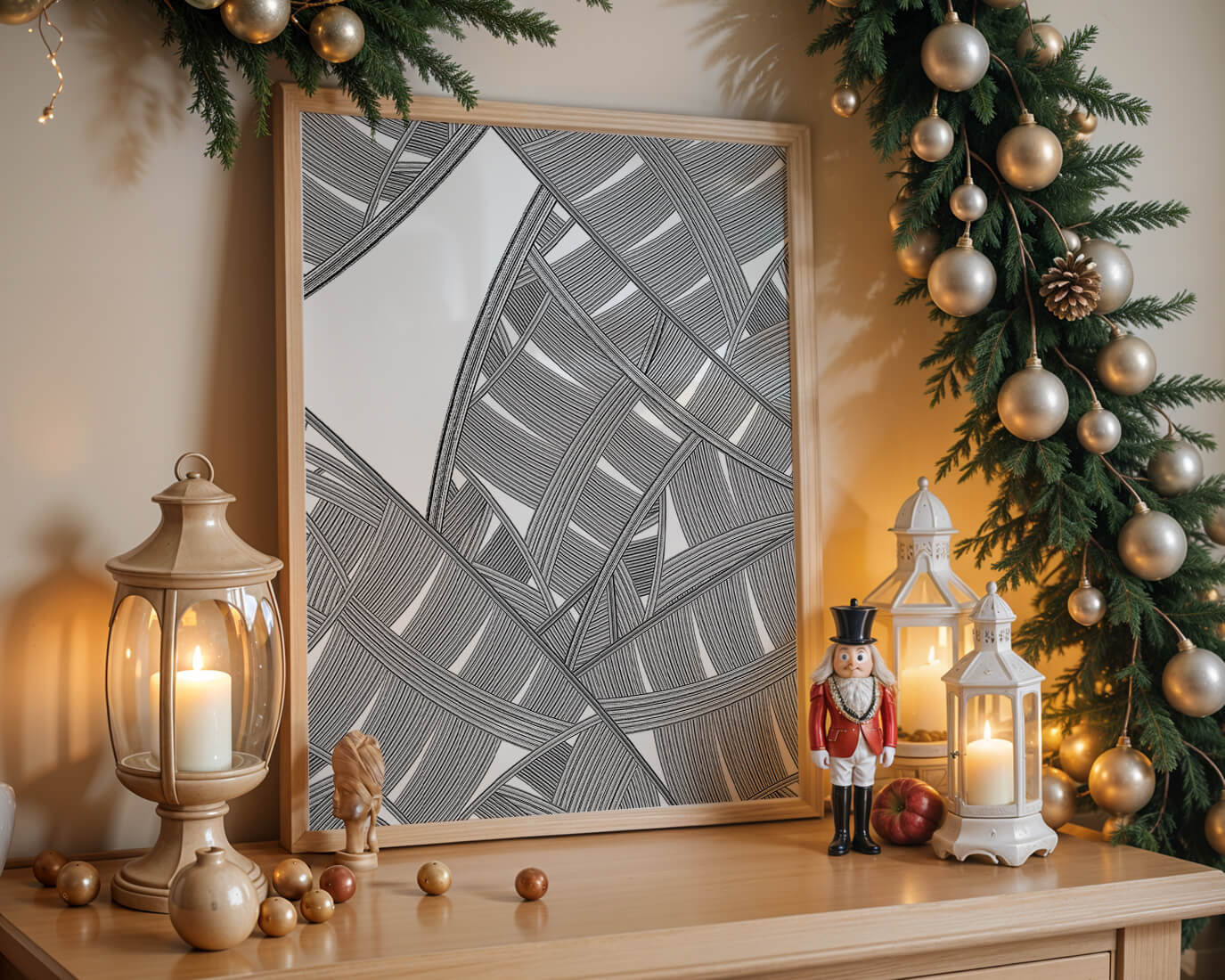 Detailed Abstract Geometric Pattern with Interwoven Stripes - Mi tienda