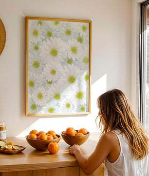 White Daisies Pattern with Yellow Centers