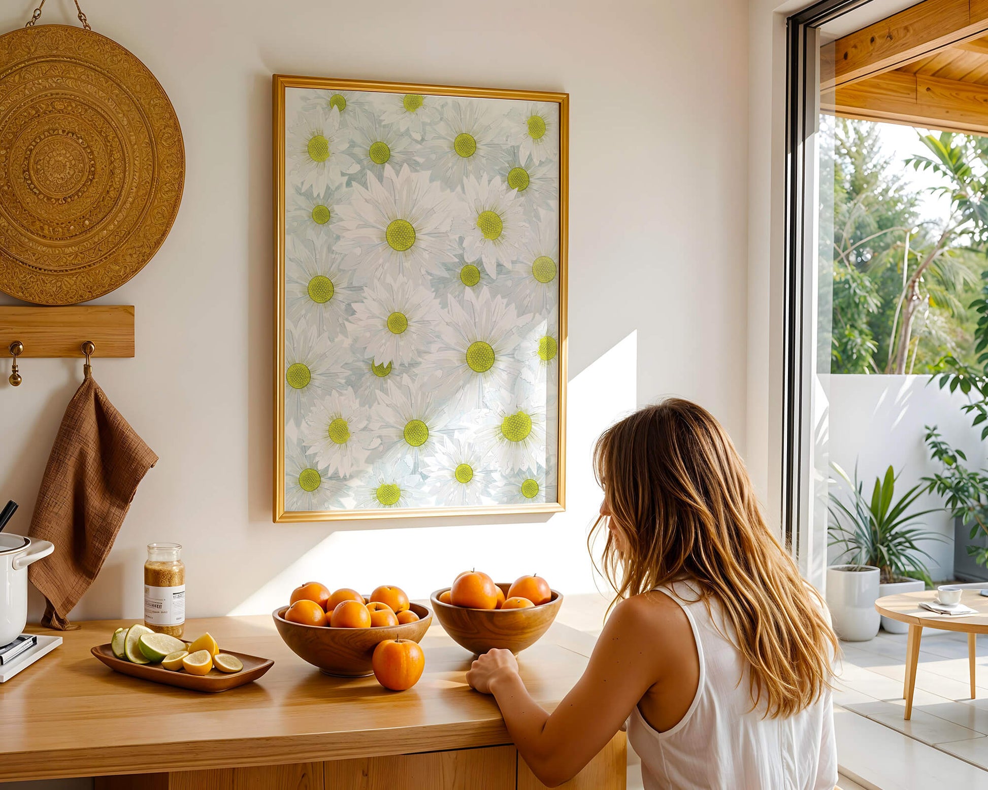 White Daisies Pattern with Yellow Centers